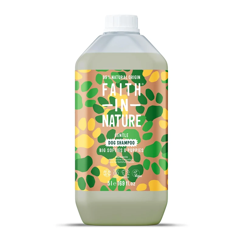 Faith In Nature Natural Chamomile Dog Shampoo, Vegan & Cruelty Free, No SLS,Silicones or Parabens, Gentle, For Sensitive Dogs and Puppies, 5L Refill Pack