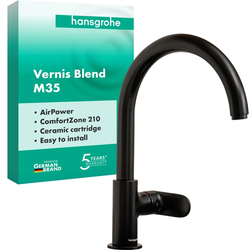 hansgrohe Vernis Blend M35 Kitchen Tap 210 with swivel spout, matt black, 71870670