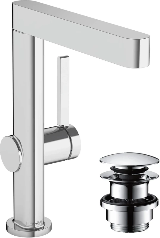 hansgrohe Finoris Basin Mixer Tap 230 with swivel spout and push-open waste set, chrome, 76060000