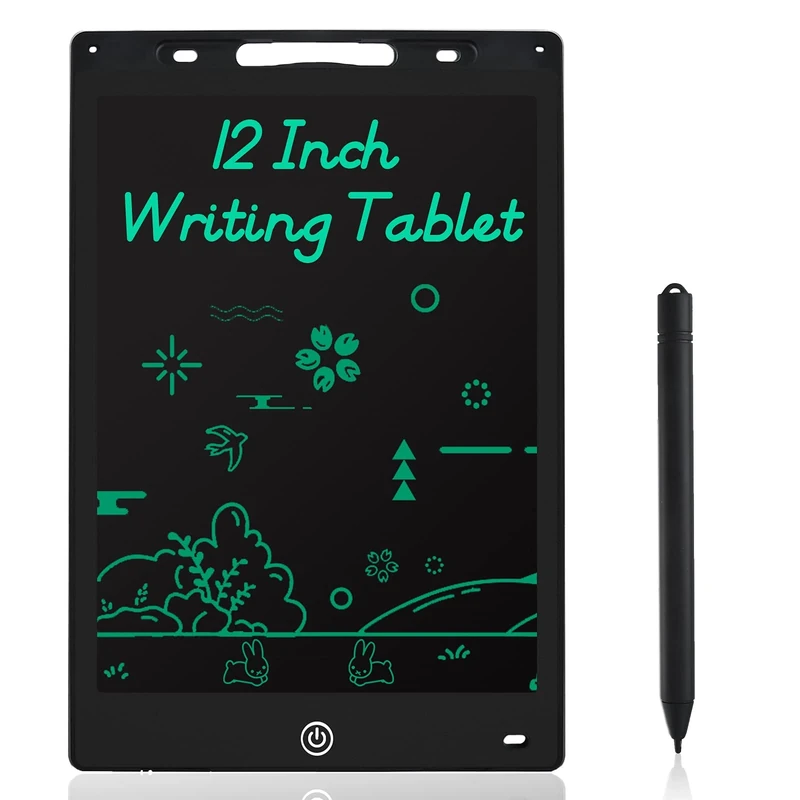 LCD Writing Tablet, 12 Inch Electronic Kids Drawing Board, Portable Graphics Pad with Lock Function, Reusable Message Memo Board for Home, School & Office