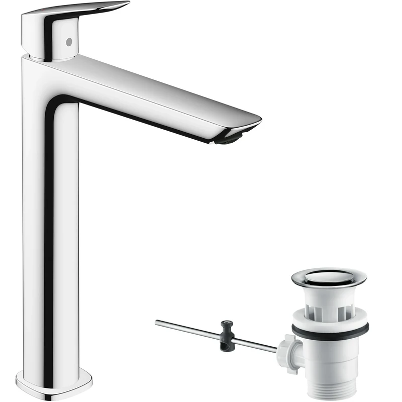 hansgrohe Logis Basin Mixer Tap 240 Fine with pop-up waste set, chrome, 71257000