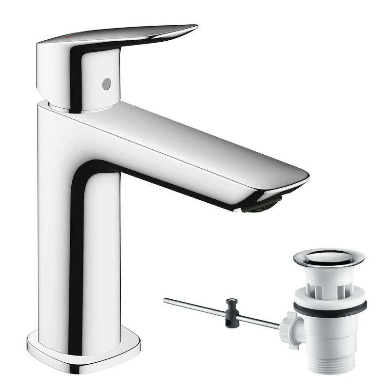 hansgrohe Logis Basin Mixer Tap 110 Fine with pop-up waste set, chrome, 71251000