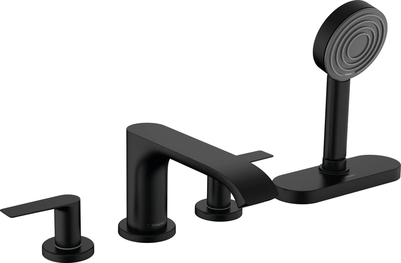 hansgrohe Vivenis 4-hole rim mounted bath mixer with Hose Box, matt black, 75444670