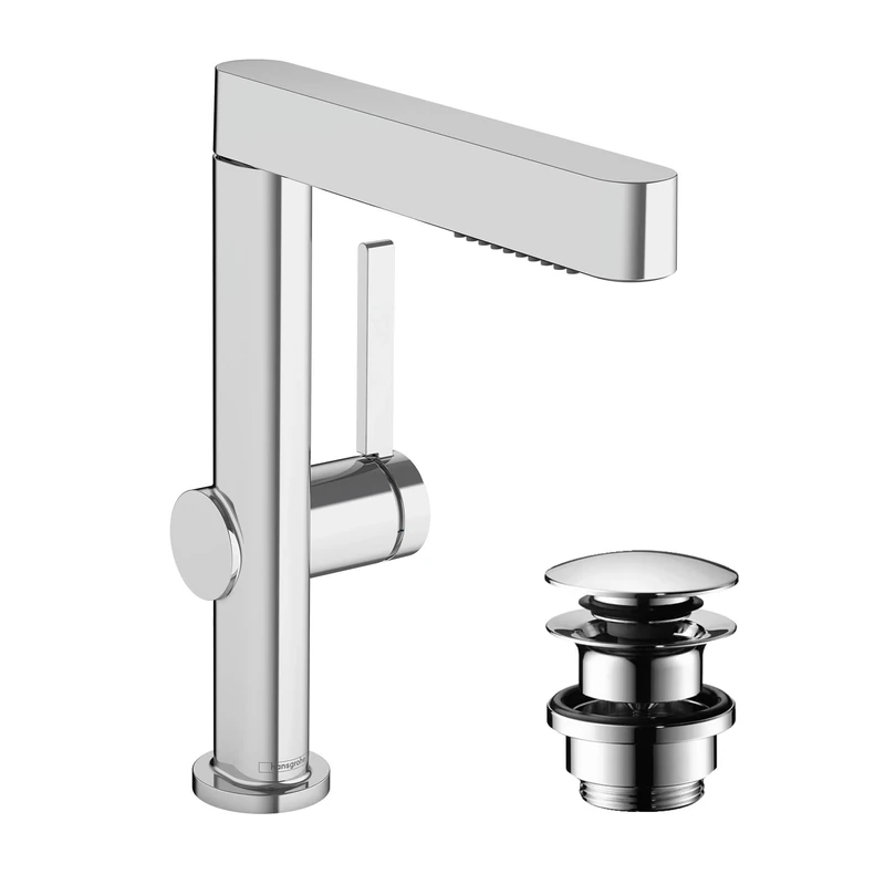 Hansgrohe Finoris - Bathroom Tap with Push-Open Waste Set, Pull-Out Sprayer, Chrome Finish