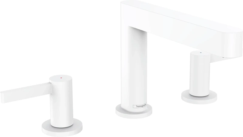 hansgrohe Finoris 3-hole basin mixer 110 with push-open waste set, matt white, 76033700