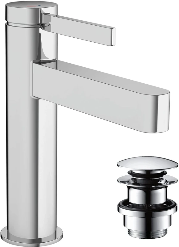 hansgrohe Finoris Basin Mixer Tap 110 Energy-Saving with push-open waste set, chrome, 76024000