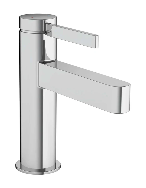 hansgrohe Finoris - bathroom tap with push-open waste set, bathroom sink tap with spout height 92 mm, basin mixer tap water-saving (EcoSmart), chrome, 76010000