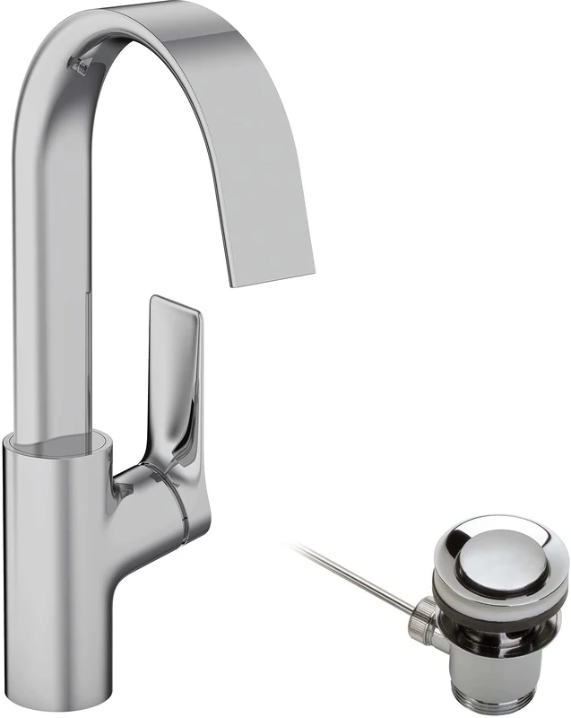 hansgrohe Vivenis Basin Mixer Tap 210 with swivel spout and pop-up waste set, chrome, 75030000