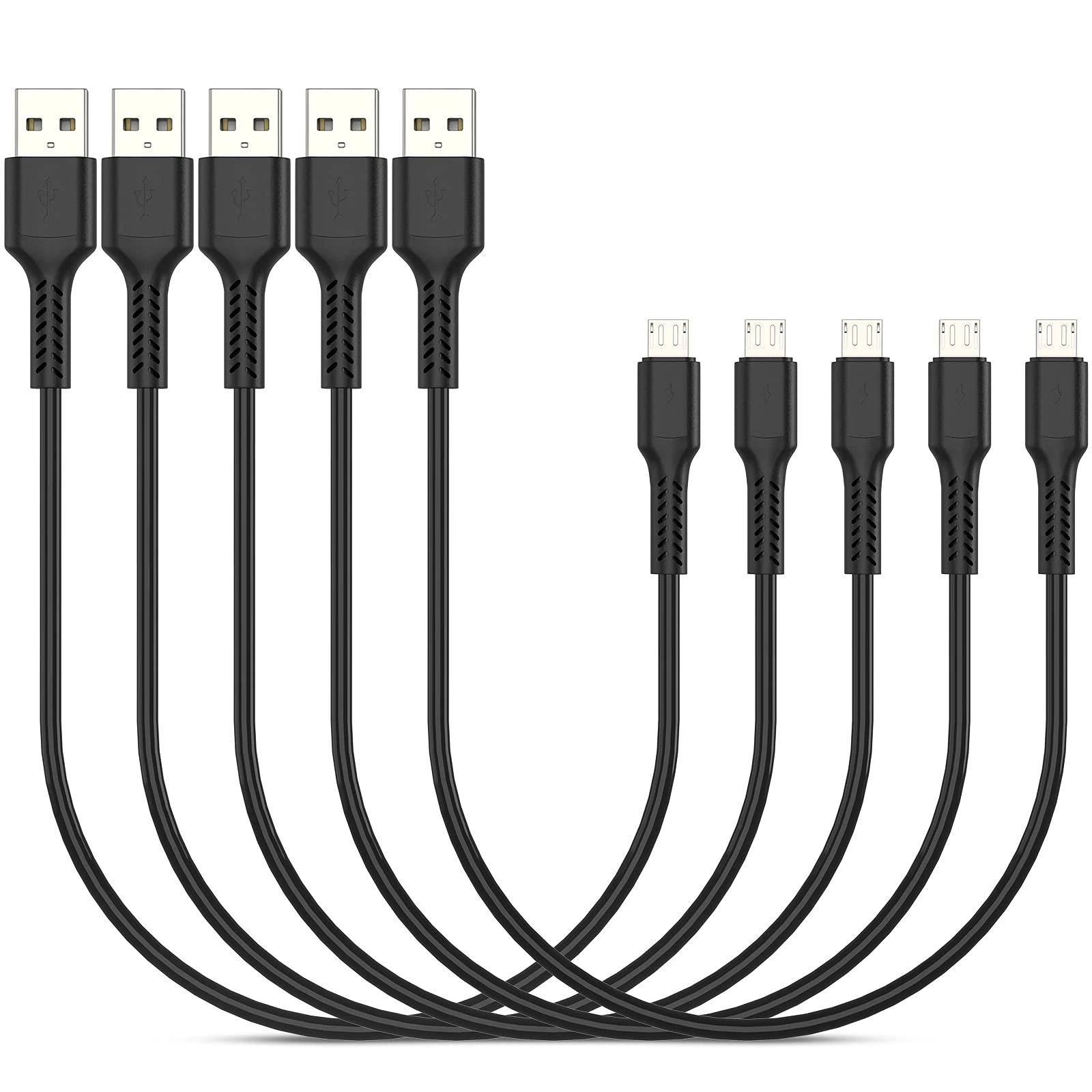 Short Micro USB Cable, PEAKLIFT 30cm 5Pack Fast Charging Cable 0.3m Micro USB Charger Lead Android Cable Compatible with Samsung Galaxy S7 S6 S5, Nexus, LG, PS4, HTC, Motorola, Kindle and More (Black)