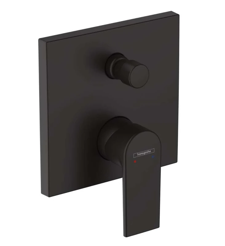hansgrohe Vernis Shape - bath tap conceiled for 2 functions, bath mixer tap square for iBox universal, single lever bath mixer, matt black, 71468670