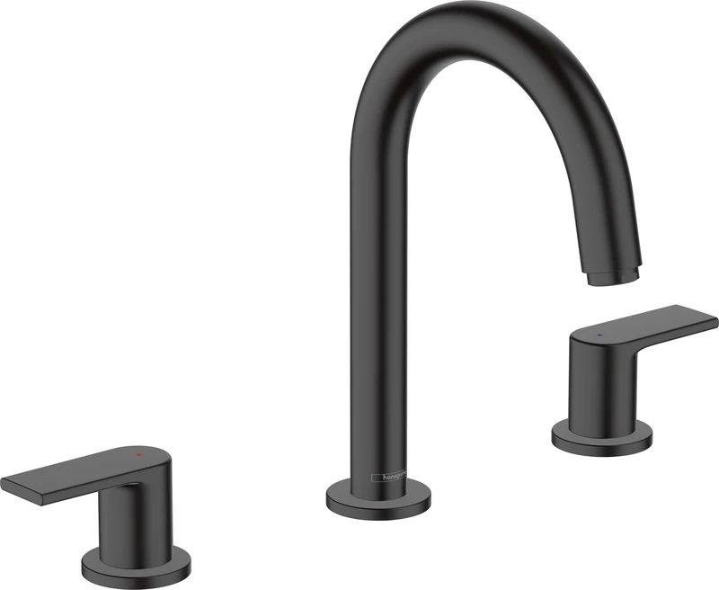 hansgrohe Vernis Shape 3-hole basin mixer with pop-up waste set, matt black, 71563670