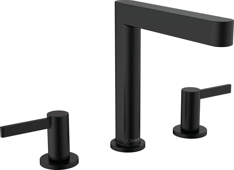 hansgrohe Finoris 3-hole basin mixer 160 with push-open waste set, matt black, 76034670