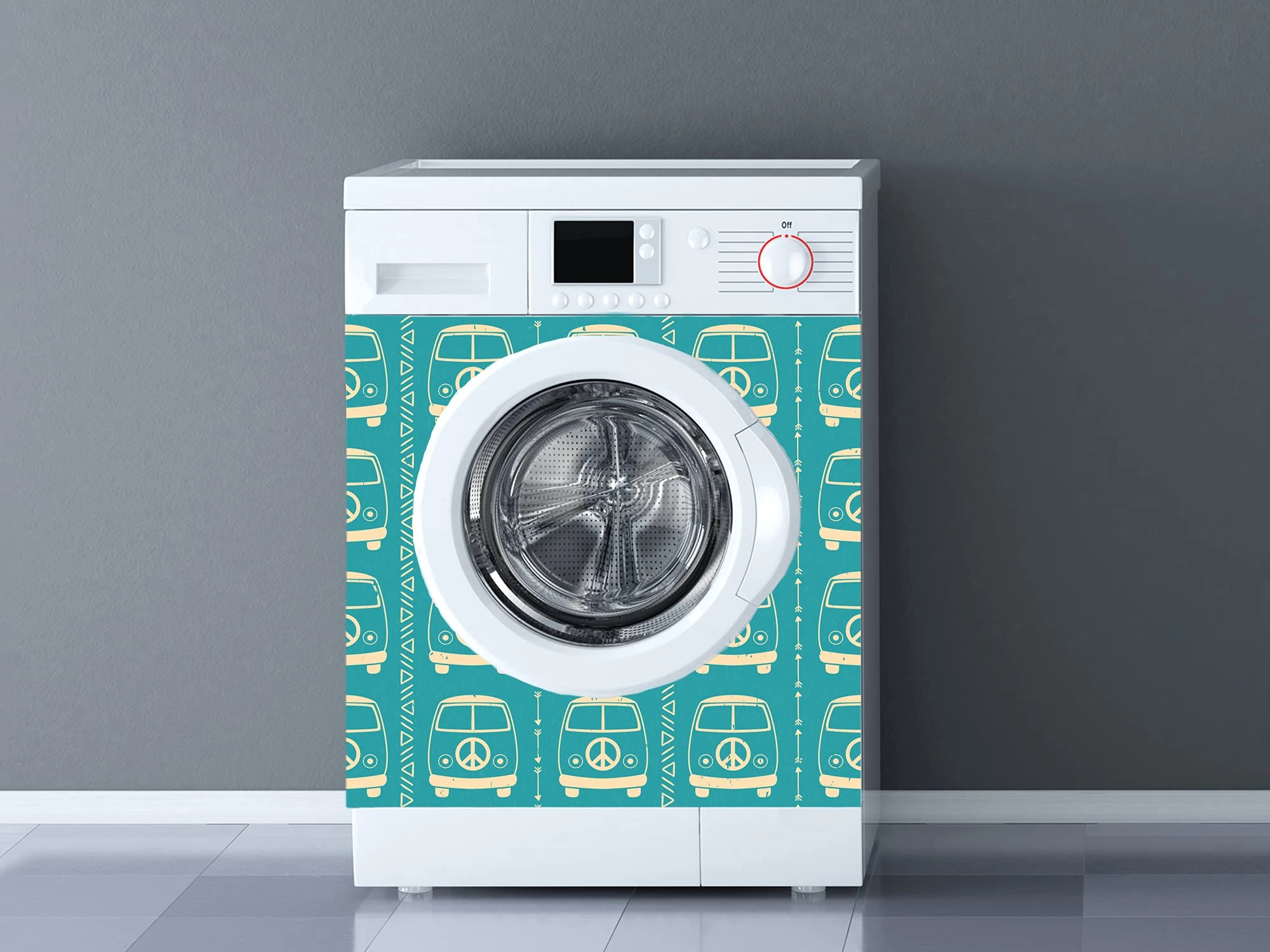 Oedim Vinyl for Washing Machine, Camel Hippie Blue Background, Decorative Vinyl for Washing Machines, Kitchen Decoration, Washing Machine Sticker