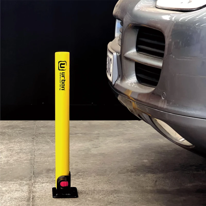 "URBAN UR630 Folding Parking Pole with Lock, Security Parking Lot Bollard Post, More Visible, Anchored Parking Barrier Post, Bolts Included, Driveway Security Garage Post, Car Stopper Spot Barrier "