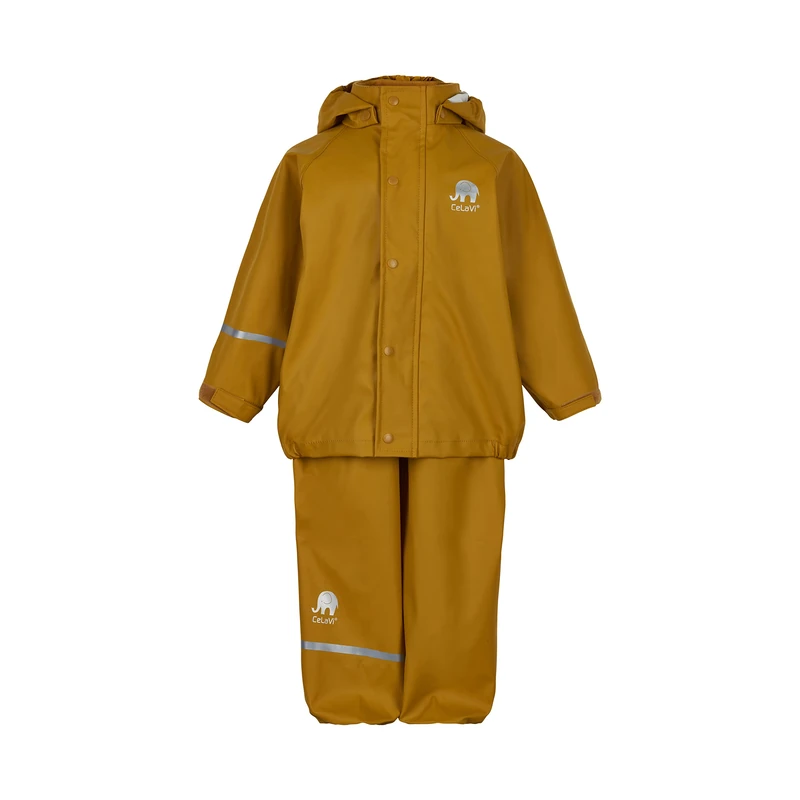 Celavi Unisex Kinder Basic PU rain Set Jacket, Buckthorn Brown, 70