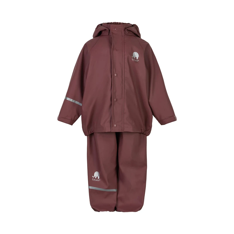 CeLaVi Unisex Kinder Basic PU rain Set Rain Jacket, Rose Brown, 100 - Image 1
