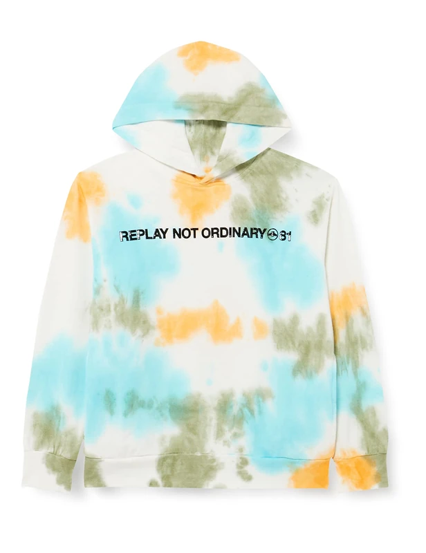 REPLAY Boy's SB2445.052.23164T Hooded Sweatshirt, 020 TIE & DYE Pink-Rose, 6A