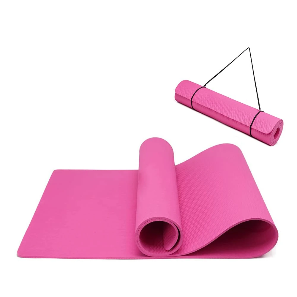 Oak & Tea Yoga Mat for Women Men Non Slip Exercise Mat for Home Gym with Carry Strap, TPE Workout Mats for Meditation, Pilates 183x61x0.6cm (PLUM)