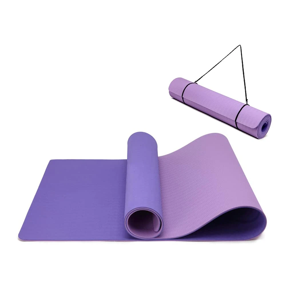 Oak & Tea Yoga Mat for Women Men Non Slip Exercise Mat for Home Gym with Carry Strap, TPE Workout Mats for Meditation, Pilates 183x61x0.6cm (VIOLET/LILAC)