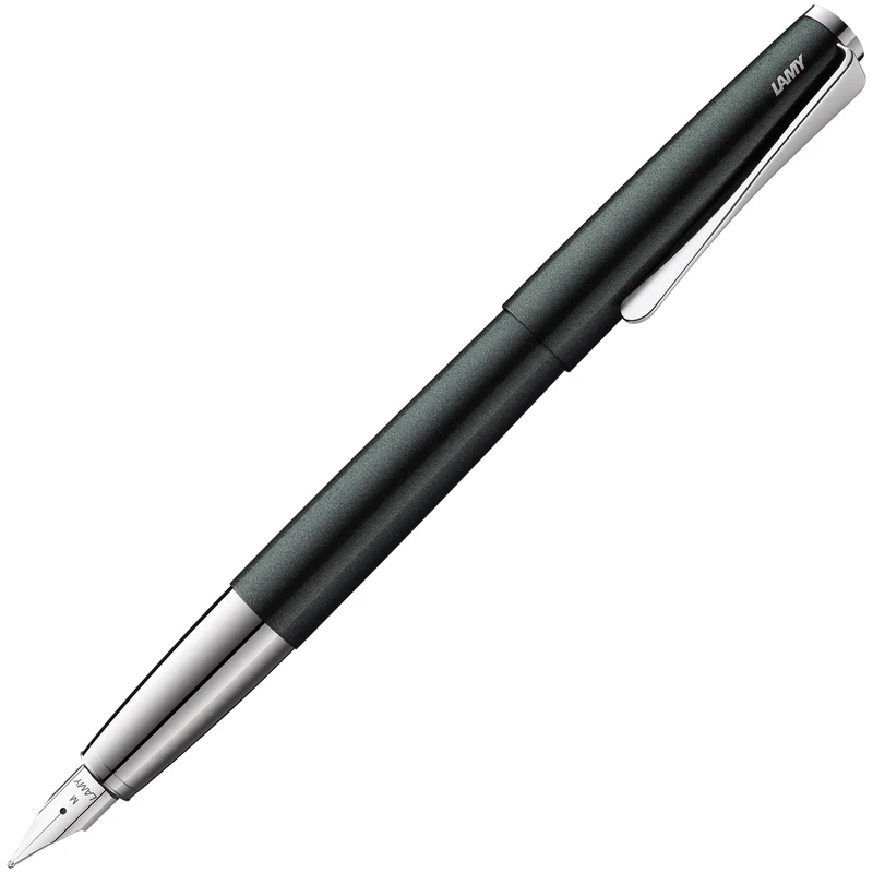 Lamy Studio 069 Fountain Pen - Stainless Steel Fountain Pen in Black/Green Varnish Finish with a Polished Stainless Steel Grip - Polished Silver Steel Nib - Nib Size F, 1 Piece (Pack of 1) - Image 1
