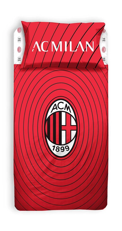 AC Milan Single Duvet Cover Set 100% Cotton Red and Black