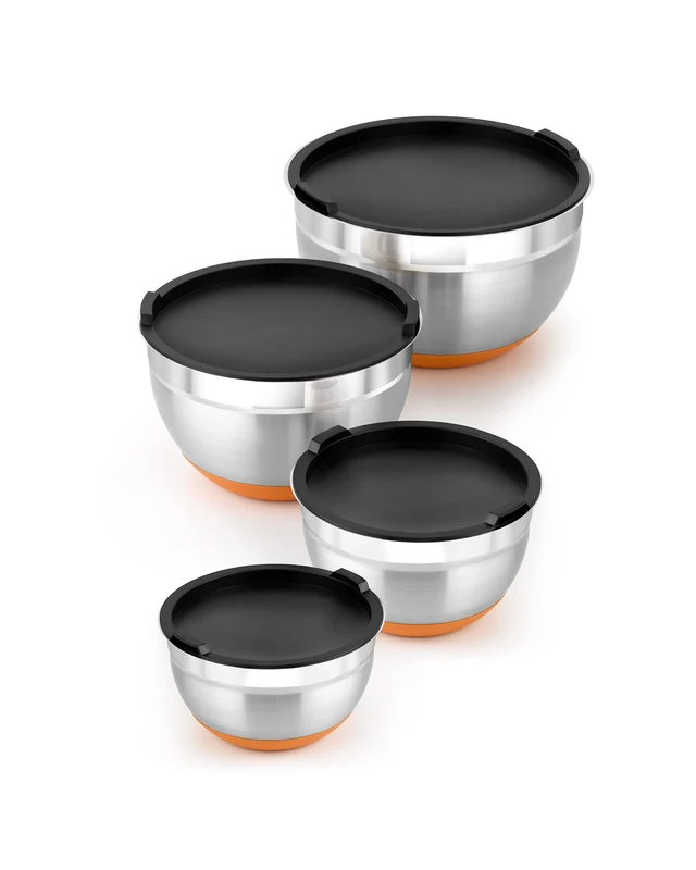 BRAisogona Set of 4 Stainless Steel Bowls (12-16-20-24 cm), 0.4 Litres, 18/10