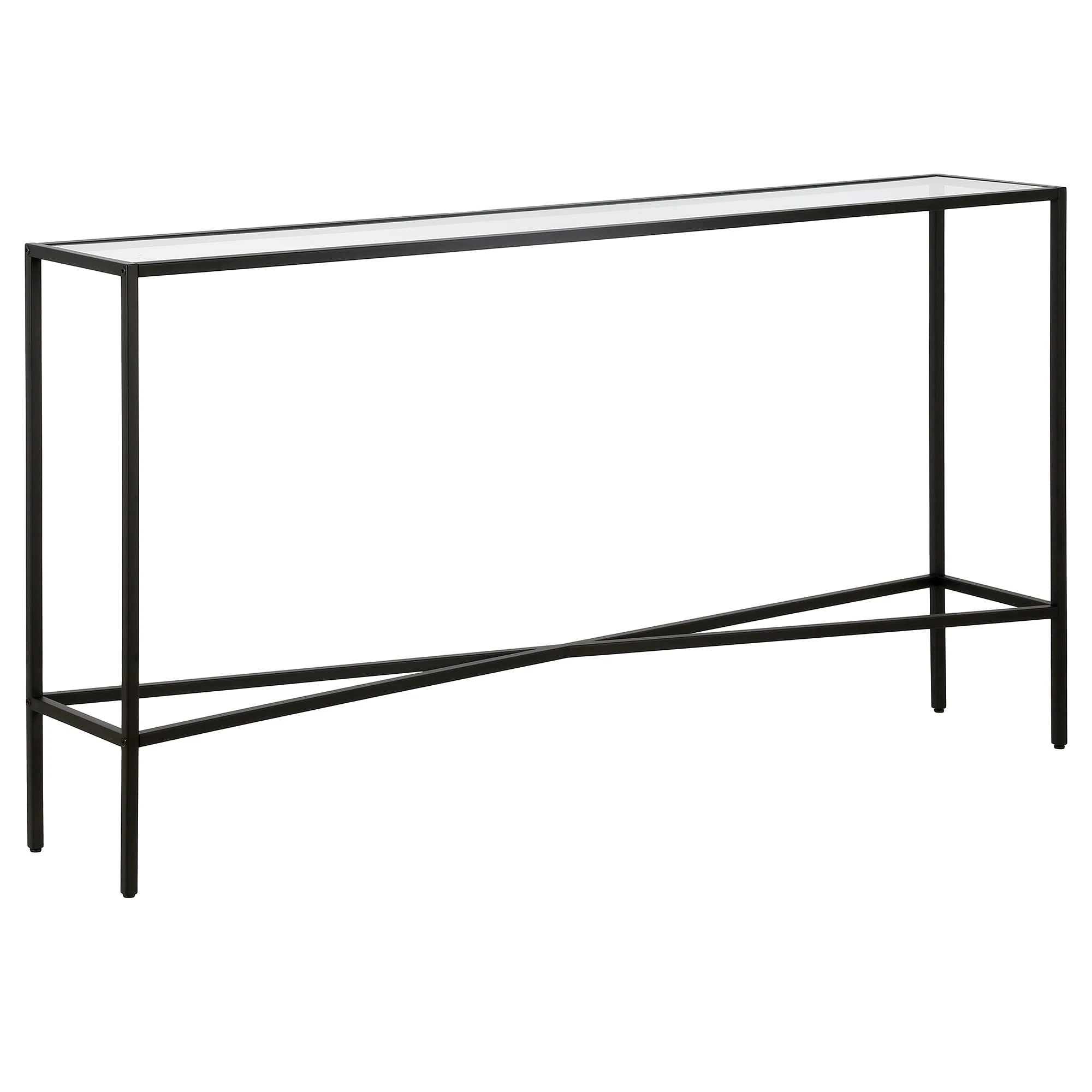 Henn&Hart Modern Console Table with Glass Top in Blackened Bronze