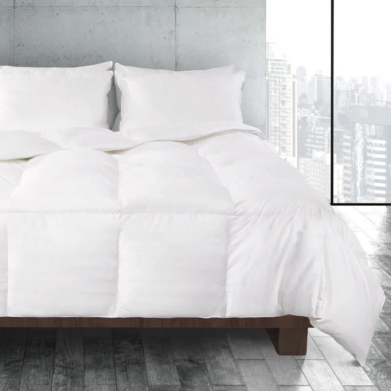 Calvin Klein Almost Down Comforter (Standard/Queen, White) - Down Alternative Duvet Insert/Luxurious 100% Cotton/Ultra Soft & Comfortable/Breathable Warmth/Sewn Through Box Construction - Image 1