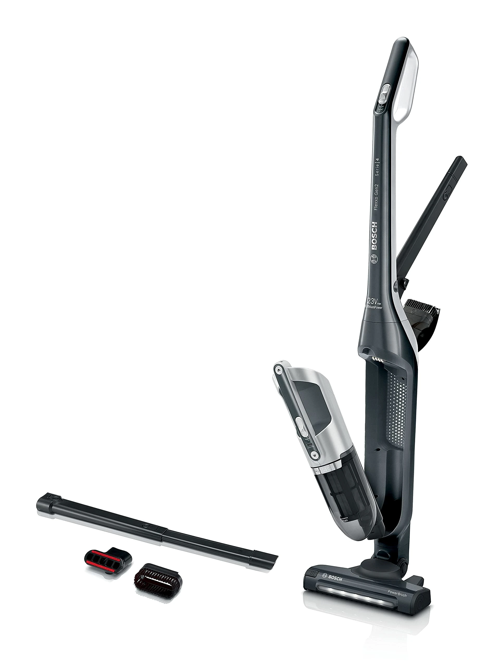 Bosch BBH3230GB Serie 4 Flexxo Cordless Stick Vacuum Cleaner with 2in1 Handheld/Stick Design, 23V Battery, 50 Minutes Run Time, Dark Sapphire