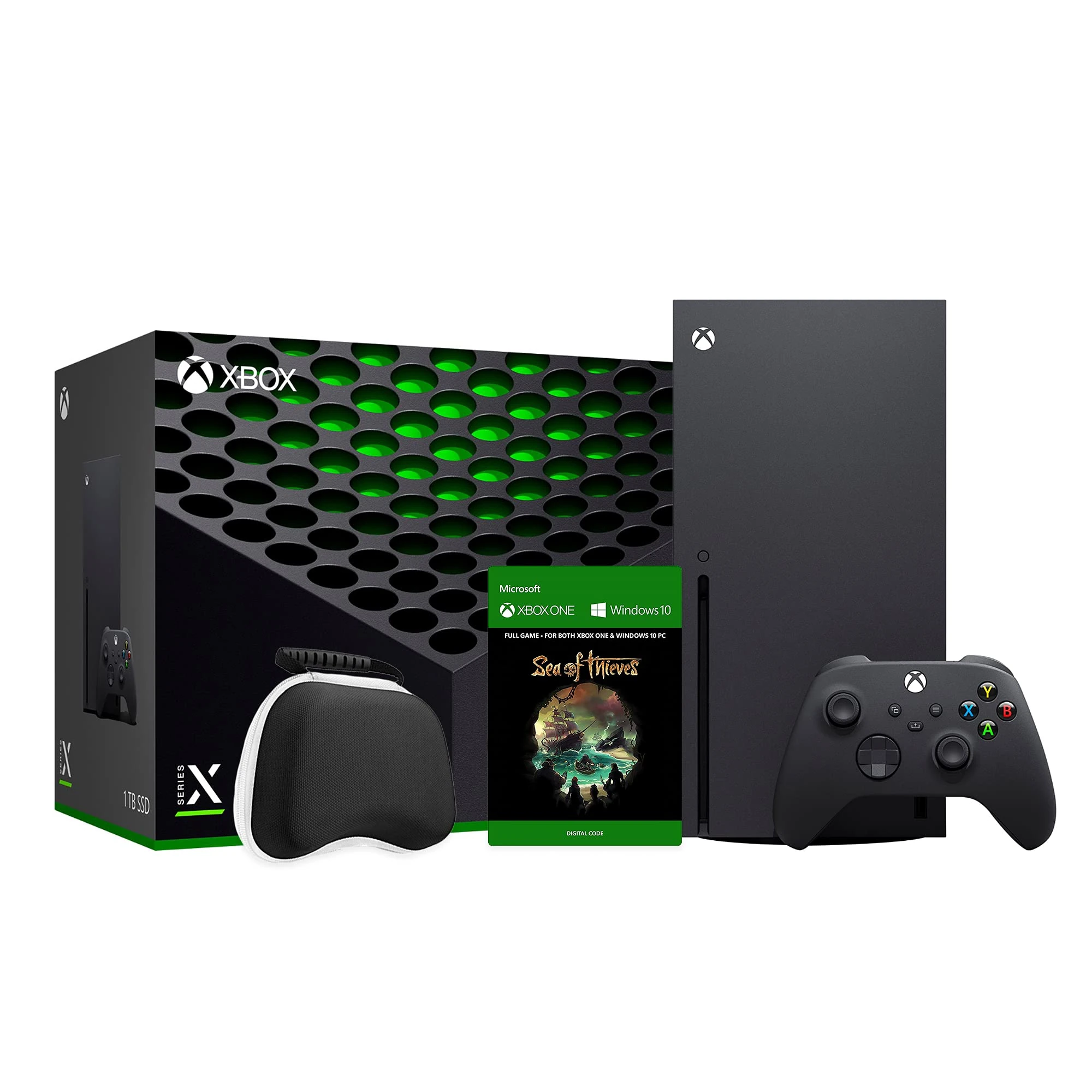 2020 Xbox Series X Gaming Console Bundle - 1TB SSD Black Xbox Console and Wireless Controller with Sea of Thieves Full Game and Mytrix Technology Authorized Xbox Controller Protective Case Black/White