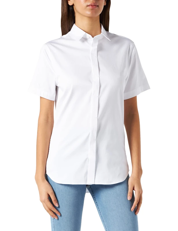 Armani Exchange Mens Slim Fit, Short Sleeve, Hidden Button Closure Shirt, Black, Extra Large