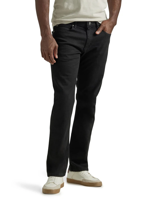 Lee Men's Legendary Slim Straight Leg Jean, Overdye Black, 33W x 29L