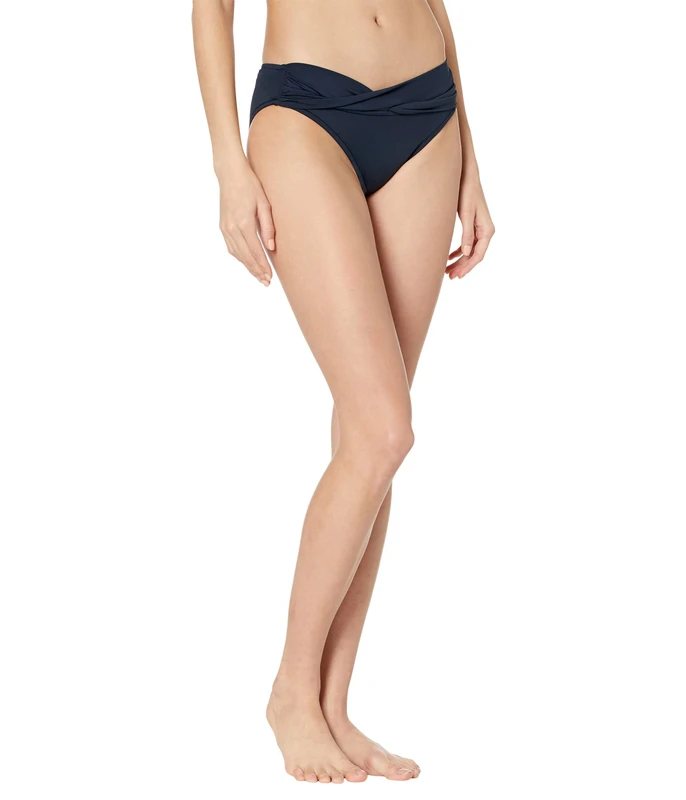 Seafolly Women's Twist Band Hipster Full Coverage Bikini Bottom Swimsuit Separates, Eco Collective True Navy, 6