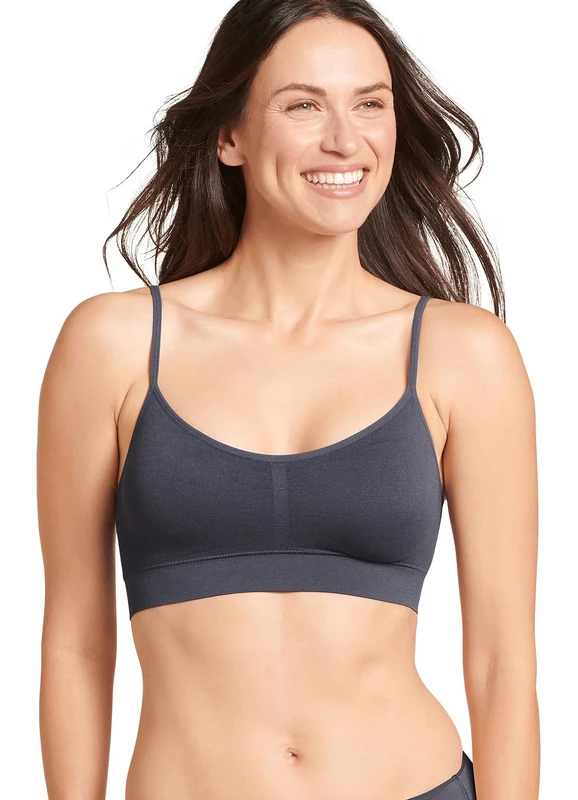 Jockey Women's T-Shirts Modern Micro Seamfree Cami Strap Bralette, Ebony, Medium - Image 1