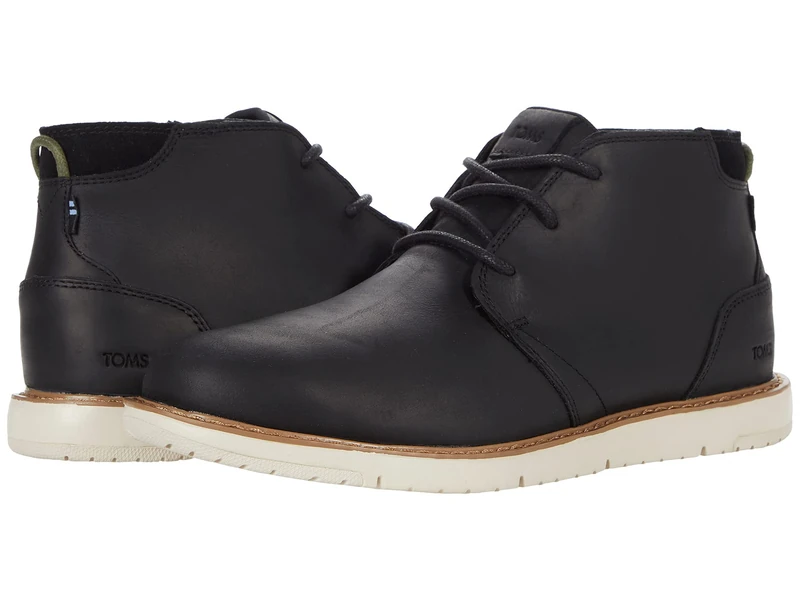 TOMS Men's Navi Chukka Boot, Black Water Resistant Leather, 13 UK