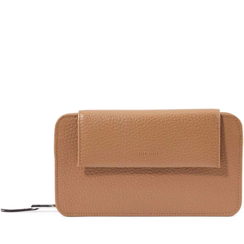 Picard Pure 1 Women's Mobile Phone Case Made of Genuine Leather Medium | Width 4 cm Height 10 cm Length 18.5 cm with Zip | Everyday Life, Going Out, Travel |, light brown, standard size, Clutch bag