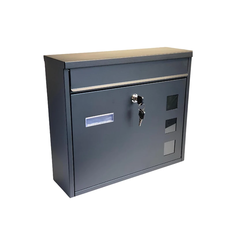 Buckingham Wall Mounted Large Steel Lockable Mail, Post, Letter Box, Weather Resistant, Black