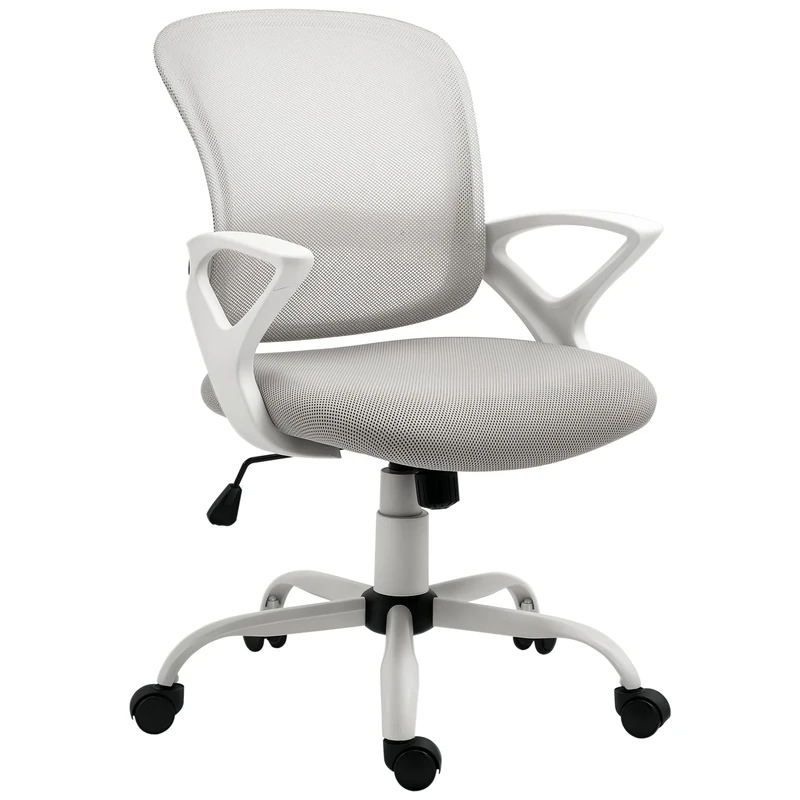 Vinsetto Office Chair, Ergonomic Computer Desk Chair, Swivel Work Task Mesh Chair with Lumbar Back Support, Adjustable Height, for Home Office Study, Grey