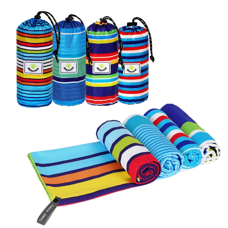 4Monster Microfiber Beach Towel Quick Dry,Super Absorbent Lightweight Towel for Swimmers, Sand Free Towel, Beach Towels for Pool, Swim, Water Sports (03 Multi Color Rainbow, X-Large (78 x 35 inches))