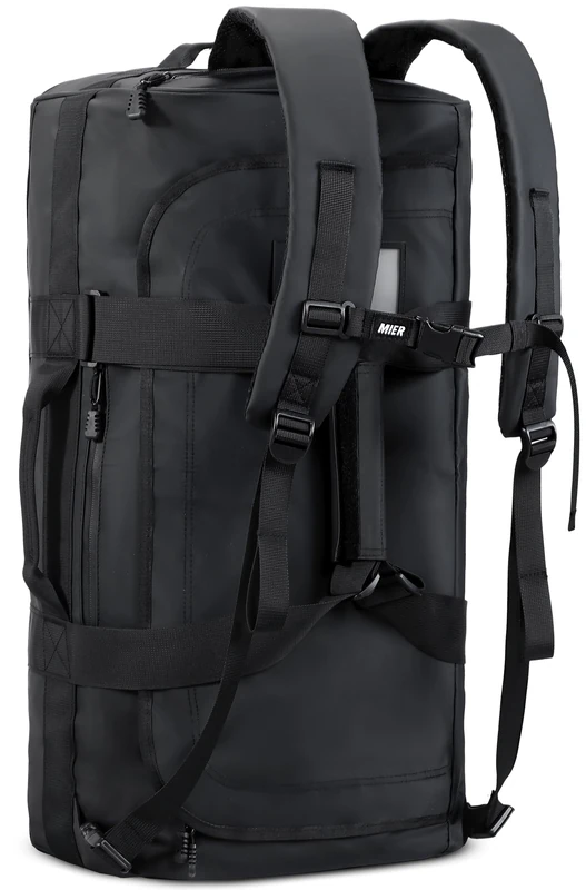MIER Water Resistant Backpack Duffle Heavy Duty Convertible Duffle Bag with Backpack Straps for Gym, Sports, Travel, Hiking, 90L- Black