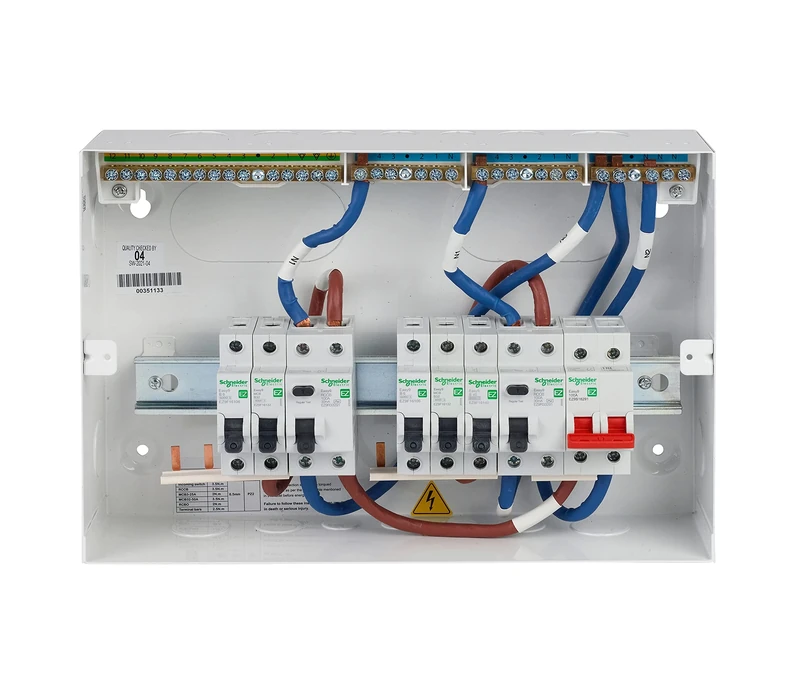 Schneider Electrics EZ9ER4R4CMCCU EZ9 4 plus 4 Split Way Populated CCU, Whie, 4 plus 4