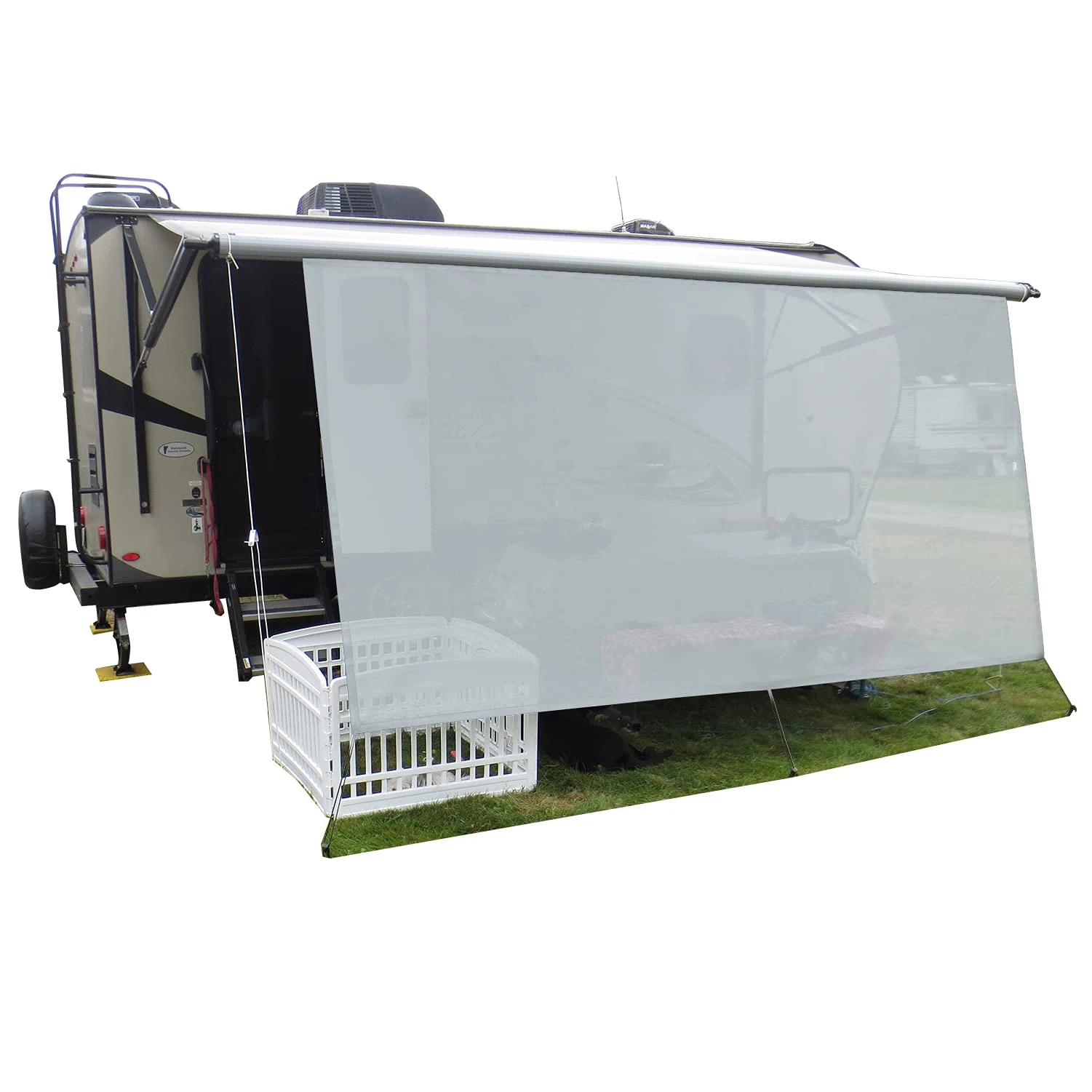 leaveshade RV Awning Sunshade Screen 7' X 15' 3'' (fit for 16' Awning) Mesh Sun Shade Block UV Glary Motorhome Camping Trailer Awning Shadescreen UV Sunblocker Sunscreen - 3 Year Warranty (Gray)