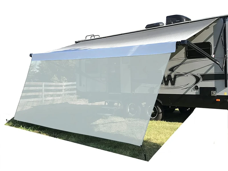 Tentproinc RV Awning Sun Shade 8' X 10' 3'' Gray Mesh Screen Sunshade UV Blocker Complete Kits - 3 Years Limited Warranty
