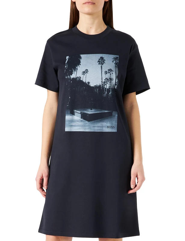 BOSS Women's C_Enchy1_EOSP Casual Dress, Open Blue466, XS