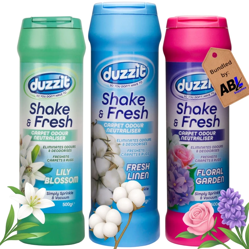 Shake and Vac Carpet Freshener | Carpet Odour Neutraliser Shake & Fresh Powder 3 x 500g Fresh Linen, Lily Blossom, Floral Garden