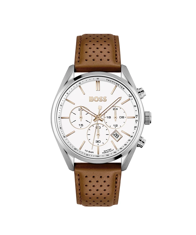 BOSS Chronograph Quartz Watch for Men Champion Collection with Light Brown Leather Strap - 1513879