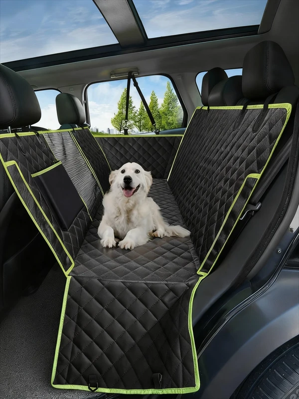 nzonpet 4-in-1 Dog Car Seat Cover, 100% Waterproof Scratchproof Dog Hammock with Big Mesh Window, Durable Nonslip Dog Seat Cover, Pets Dog Back Seat Cover Protector for Cars Trucks SUVs - Green
