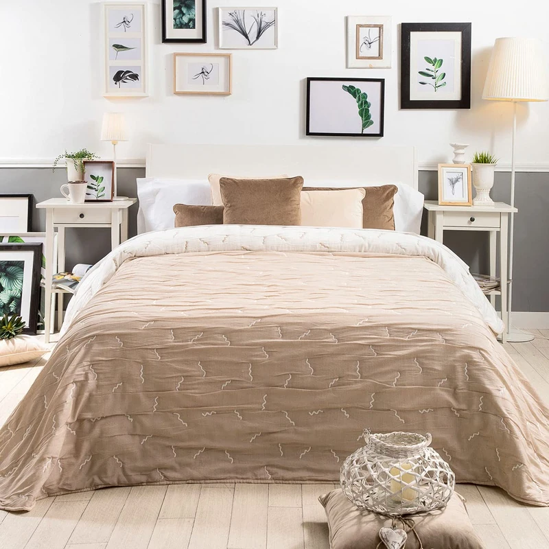 Sancarlos Ray-Reversible Bedspread - Brown and Cream - 135 cm Bed - Image 1