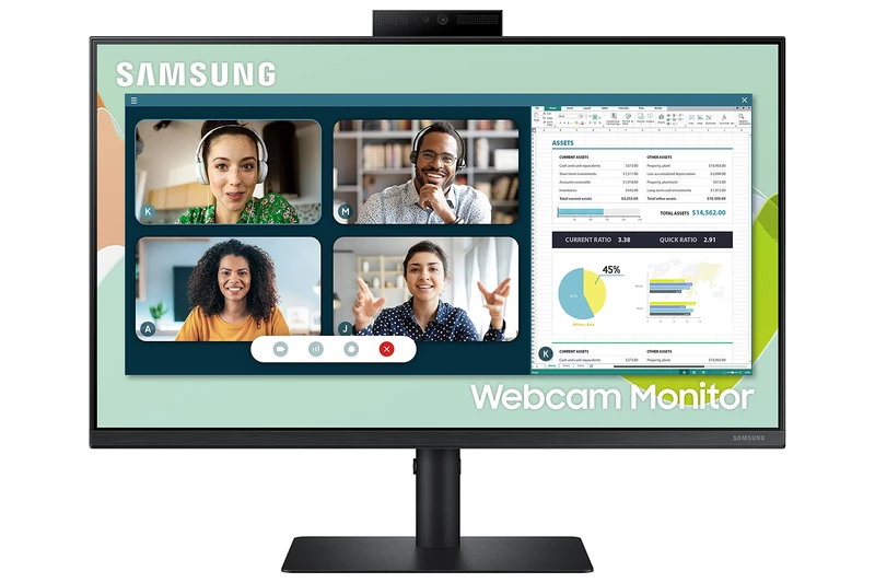 Samsung LS24A400VEUXXU 24" SA400 FullHD 1080p Monitor With Built In Webcam and Speakers - 75Hz, 1920x1080, HDMI, Displayport, USB, Pop Up Webcam, Mic and Speakers