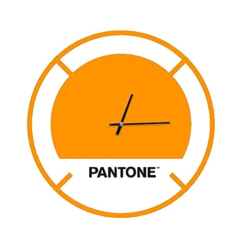 Homemania Drive in Wall Clock - Round Wall Decoration - Living Room Kitchen Office - Orange, White, Black, Metal, 40 x 0.15 x 40 cm